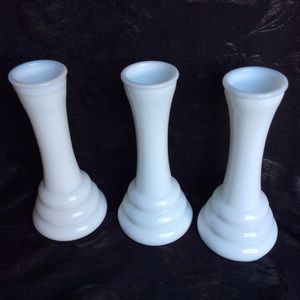 6” Vintage Milk Glass Vases-Set of 3